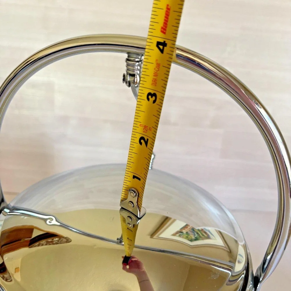 Vintage Keystoneware Pyrex Ice Bucket‎ Chrome Swing Handle Mid Century Barware